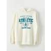 LCWAIKIKI Maternity Ekru Baskılı Uzun Kollu Oversize Hamile Hoodie