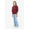 Defacto E6779A8BR469 Bordo Kız Çocuk Relax Fit Bisiklet Yaka Baskılı İçi Yumuşak Tüylü Sweatshirt