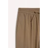 Defacto E4790AXBN295 Kahve Relax Fit Kısa Paça Keten Görünümlü Beli Bağcıklı Lastikli Cepli Pantolon