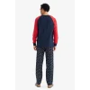 Defacto G2905AXNV135 Lacivert Pijama Takımı Regular Fit Baskılı Uzun Kollu Üst Uzun Alt