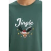 Defacto G2935AXGN1259 Yeşil Yılbaşı Temalı Pijama Takımı Regular Fit Uzun Kollu Üst Uzun Alt