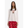 Defacto G0233AXRD256 Kırmızı Yılbaşı Temalı Regular Fit Uzun Kollu Üst Uzun Alt