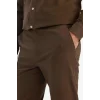 Defacto D2671AXBN534 Kahve %100 Pamuk Slim Fit Beli Lastikli Keten Görünümlü Cepli Düz Paça Jogger Pantolon