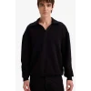 Defacto G6475AXBK81 Siyah Boxy Fit Polo Yaka Sweatshirt