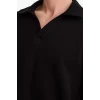 Defacto G6475AXBK81 Siyah Boxy Fit Polo Yaka Sweatshirt