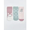 LCW baby Pembe Baskılı Kız Bebek Soket Çorap 3lü