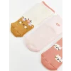 LCW baby Ekru Baskılı Kız Bebek Soket Çorap 3lü