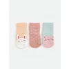 LCW baby Pembe Nakışlı Kız Bebek Soket Çorap 3lü