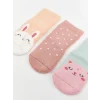 LCW baby Pembe Nakışlı Kız Bebek Soket Çorap 3lü