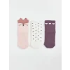 LCW baby Pembe Baskılı Kız Bebek Soket Çorap 3lü
