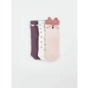 LCW baby Pembe Baskılı Kız Bebek Soket Çorap 3lü