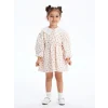 LCW Kids Ekru Bebe Yaka Kısa Kollu Çiçek Desenli Kız Bebek Elbise