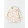LCW Kids Ekru Kapüşonlu Çiçekli Kız Bebek Yağmurluk