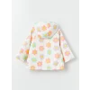 LCW Kids Ekru Kapüşonlu Çiçekli Kız Bebek Yağmurluk