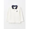 LCW Kids Ekru Polo Yaka Uzun Kollu Baskılı Erkek Bebek Tişört