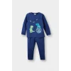 Defacto F0530A5IN59 İndigo Erkek Bebek Pijama Takımı Dinozor Baskılı Uzun Kollu Üst Uzun Alt