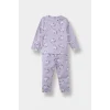 Defacto F0632A5PR306 Mor Kız Bebek Pijama Takımı Unicorn Baskılı Uzun Kollu Üst Uzun Alt