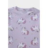 Defacto F0632A5PR306 Mor Kız Bebek Pijama Takımı Unicorn Baskılı Uzun Kollu Üst Uzun Alt
