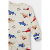 Defacto F0555A5ER233 Ekru Erkek Bebek Pijama Takımı Araç Baskılı Uzun Kollu Üst Uzun Alt