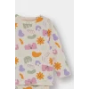 Defacto F0635A5ER233 Ekru Kız Bebek Pijama Takımı Desenli Uzun Kollu Üst Uzun Alt