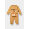 Defacto F0551A5OG615 Turuncu Erkek Bebek Pijama Takımı Aslan Baskılı Uzun Kollu Üst Uzun Alt