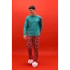 Defacto G7275AXRD256 Kırmızı Pijama Takımı Regular Fit Ayıcık Desenli Uzun Kollu Üst Uzun Alt