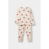 Defacto F0639A5ER233 Ekru Kız Bebek Yılbaşı Temalı Pijama Takımı Uzun Kollu Üst Uzun Alt