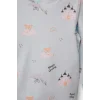 Defacto F0631A5BE61 Mavi Kız Bebek Pijama Takımı Desenli Uzun Kollu Üst Uzun Alt