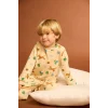 Defacto F0531A5BG792 Bej Erkek Bebek Pijama Takımı Desenli Uzun Kollu Üst Uzun Alt