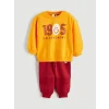LCW baby Turuncu Galatasaray Lisanslı Erkek Bebek Sweatshirt ve Eşofman Altı