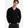 Defacto G6475AXBK81 Siyah Boxy Fit Polo Yaka Sweatshirt