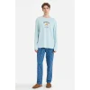 Defacto G4959AXTR487 Turkuaz Pijama Takımı Regular Fit Baskılı Uzun Kollu Üst Desenli Uzun Alt