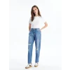 LCW Jeans İndigo Yırtık Detaylı Boyfriend Fit Kadın Jean Pantolon