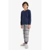 Defacto F1005A8NV135 Lacivert Erkek Çocuk Regular Fit Flanel 2li Pijama Takımı