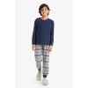 Defacto F1005A8NV135 Lacivert Erkek Çocuk Regular Fit Flanel 2li Pijama Takımı