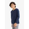 Defacto F1005A8NV135 Lacivert Erkek Çocuk Regular Fit Flanel 2li Pijama Takımı