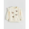 LCW baby Ekru Fiyonk Detaylı Kız Bebek Sweatshirt
