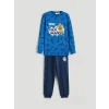LCW Kids Mavi Bisiklet Yaka Real Madrid Baskılı Erkek Çocuk Pijama Takımı
