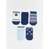 LCW baby Mavi Desenli Erkek Bebek Patik Çorap 5li