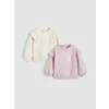 LCW Kids Lila Bisiklet Yaka Baskılı Kız Çocuk Sweatshirt 2li