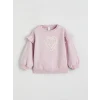 LCW Kids Lila Bisiklet Yaka Baskılı Kız Çocuk Sweatshirt 2li