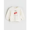 LCW baby Ekru Kiraz Detaylı Yumuşak Dokulu Kız Bebek Sweatshirt ve Eşofman Altı