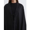 LCW Modest Siyah Şal Yaka Çizgili Oversize Kadın Kimono