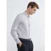 LCWAIKIKI Classic Antrasit Slim Fit Uzun Kollu Çizgili Erkek Gömlek