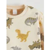 LCW baby Ekru Dinozor Baskılı Erkek Bebek Sweatshirt ve Eşofman Alt