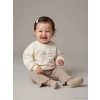 LCW baby Bej Baskılız Kız Bebek Sweatshirt ve Pantolon Takım
