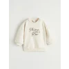 LCW baby Bej Baskılız Kız Bebek Sweatshirt ve Pantolon Takım