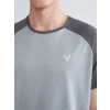 XSIDE ACTIVE Gri Bisiklet Yaka Renk Bloklu Erkek Tişört