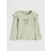 LCW baby Yeşil Bisiklet Yaka Fırfırlı Kız Bebek Bluz