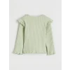 LCW baby Yeşil Bisiklet Yaka Fırfırlı Kız Bebek Bluz